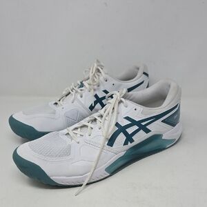 Asics Gel Challenger White and Teal Athletic Sneakers Men's Size 13.